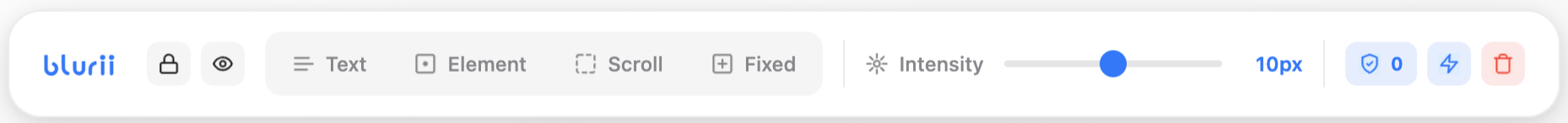 Blurii Extension Toolbar - Clean and minimal interface